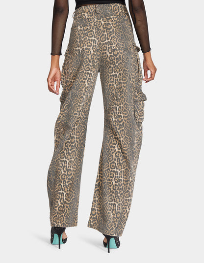 BARREL CARGO PANTS LEOPARD Women's Animal Print Pants | Betsey Johnson Everyday
