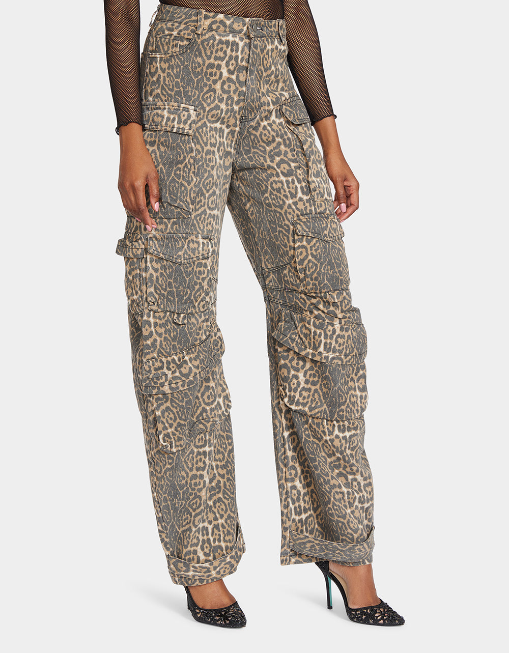 BARREL CARGO PANTS LEOPARD Women's Animal Print Pants | Betsey Johnson Everyday