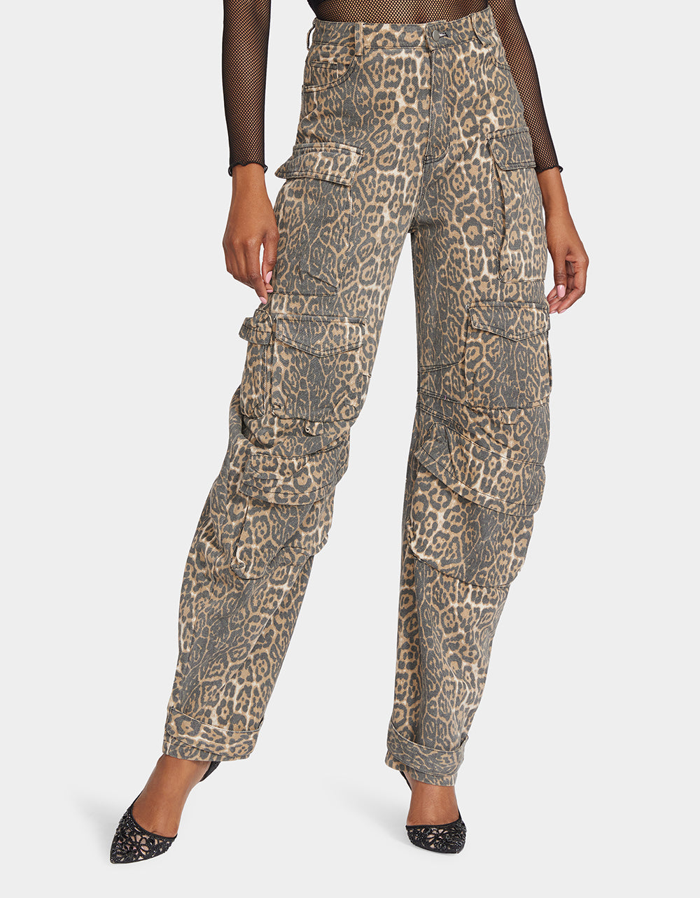 BARREL CARGO PANTS LEOPARD Women's Animal Print Pants | Betsey Johnson Everyday