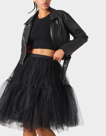 REBEL ROSE JACKET BLACK Women's Leather Long-Sleeved Jacket | Betsey Johnson Featured
