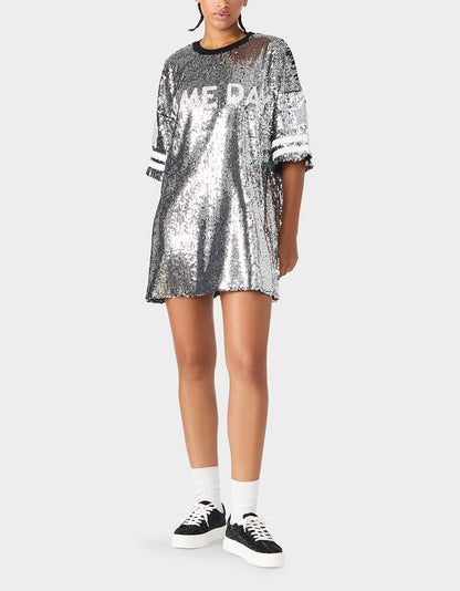 THE SPORTS FAN HOLIDAY BUNDLE Women's Game Day Sequin Jersey Dress and Sidny Football Rhinestone Sneaker | Betsey Johnson Everyday