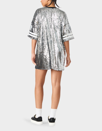 THE SPORTS FAN HOLIDAY BUNDLE Women's Game Day Sequin Jersey Dress and Sidny Football Rhinestone Sneaker | Betsey Johnson Everyday