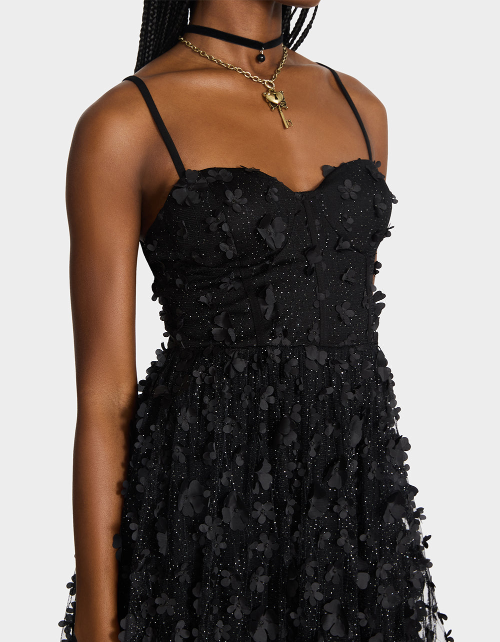 THE FLOWER CHILD HOLIDAY BUNDLE Women's Mini 3D Flower Dress Black and Floral Heel | Betsey Johnson Customer Favorite