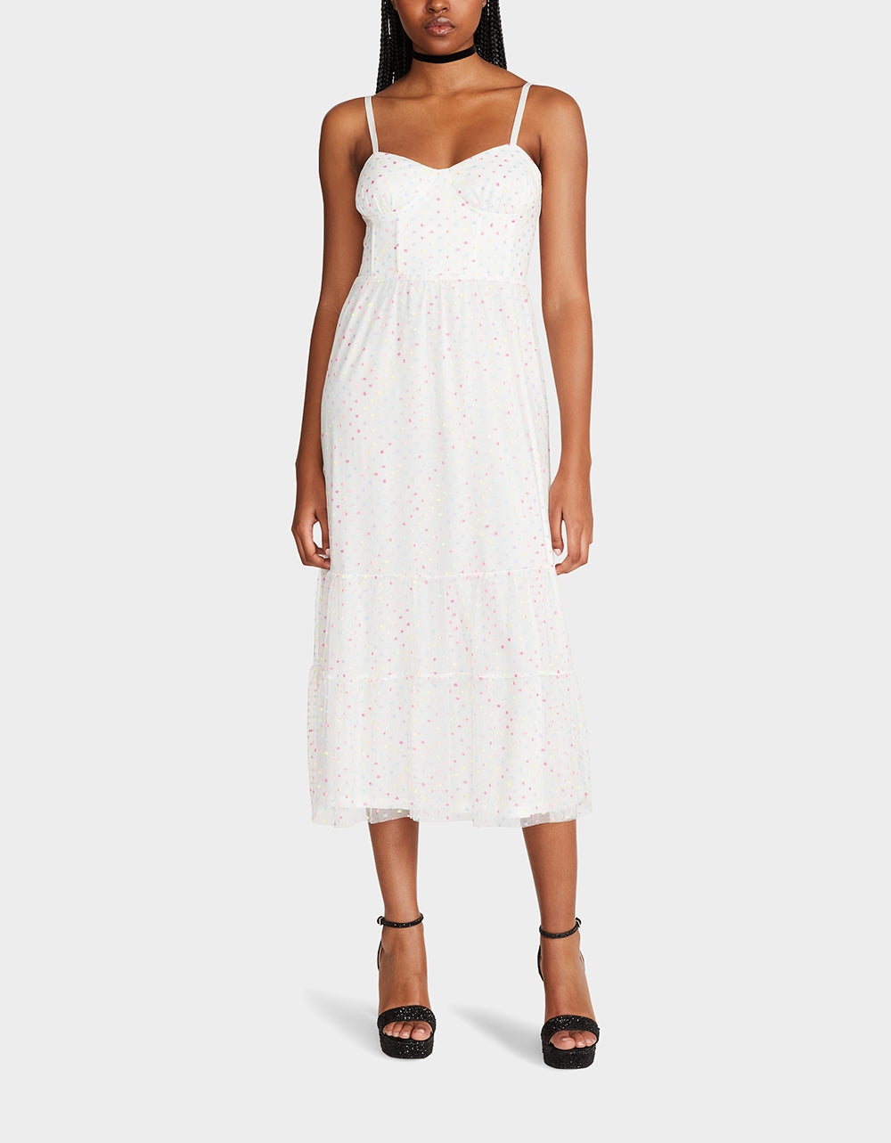 GARDEN VIBES CORSET MIDI DRESS WHITE MULTI | Betsey Johnson Top Pick