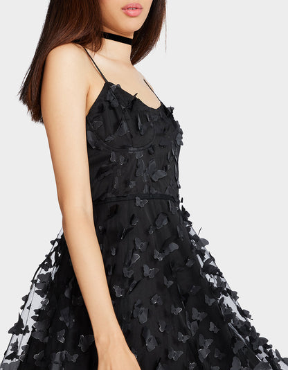 BETSEYS BUTTERFLY MAXI DRESS BLACK | Betsey Johnson Premium