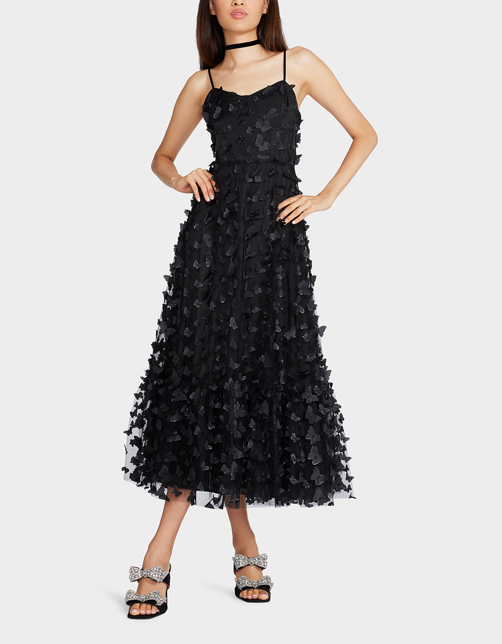 BETSEYS BUTTERFLY MAXI DRESS BLACK | Betsey Johnson Premium