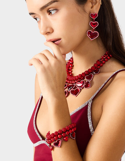 LOVE SPELL MULTI BRACELET RED Women's Valentine's Day Heart Bracelet | Betsey Johnson Trending