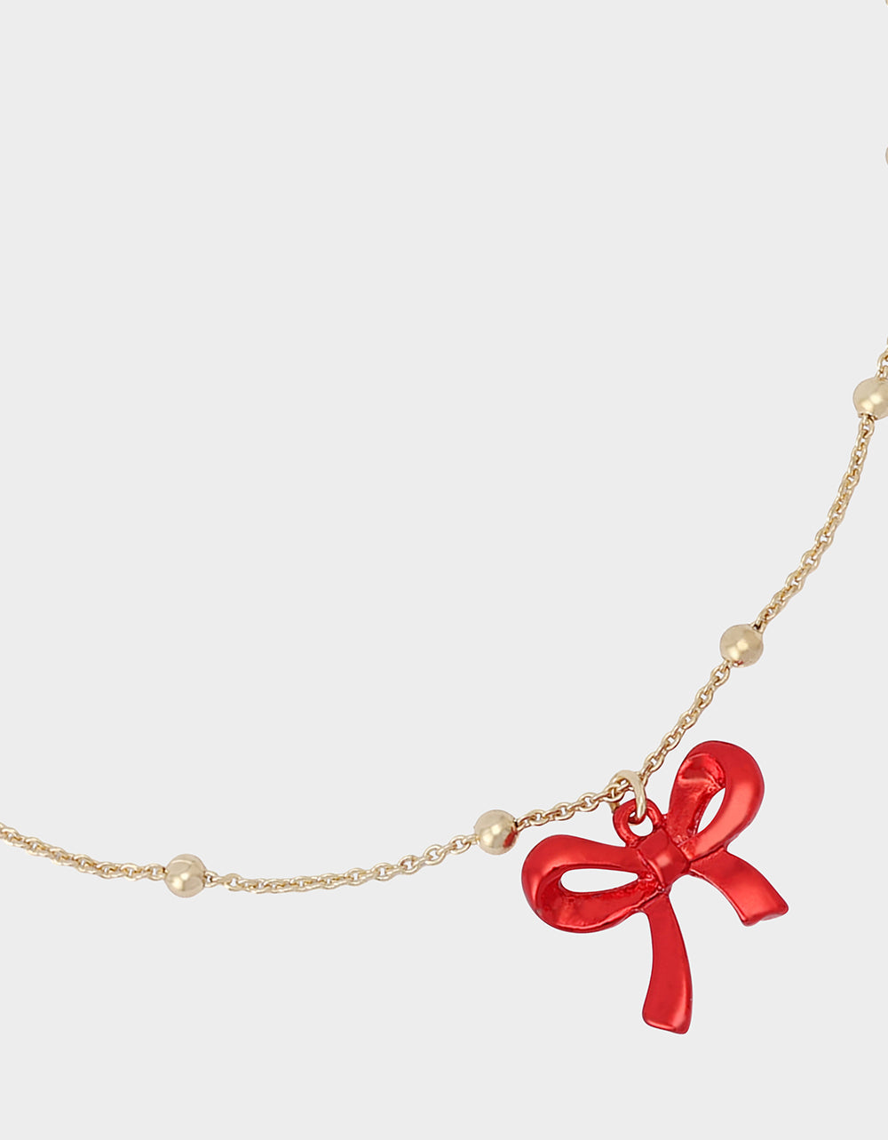 PEARL BOW NECLAKCE SET RED Women's Pearl Bow Valentine's Day Necklace Set | Betsey Johnson Quality