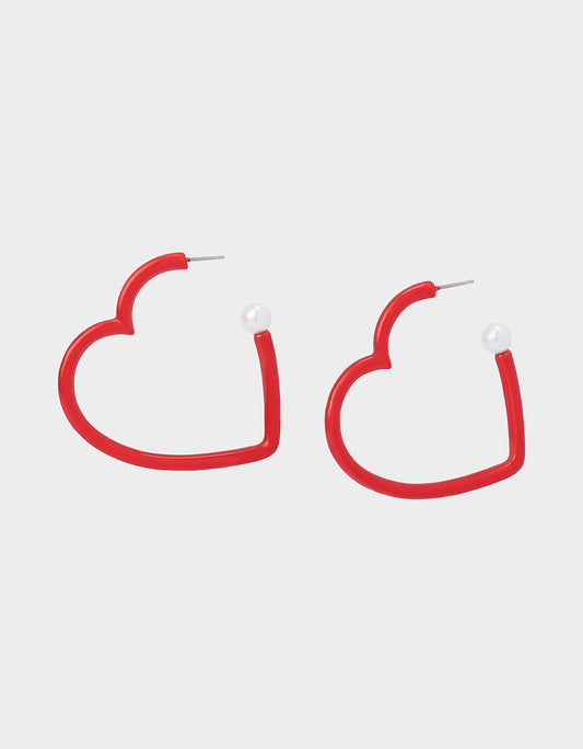 HEART HOOP EARRINGS RED Women's Valentine's Day Heart Hoop Earrings | Betsey Johnson Best Price