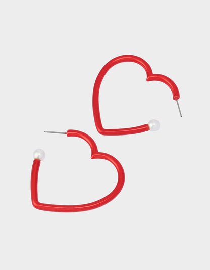 HEART HOOP EARRINGS RED Women's Valentine's Day Heart Hoop Earrings | Betsey Johnson Best Price