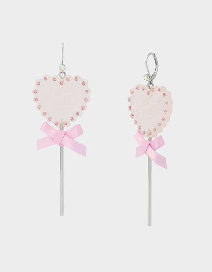 LOLLIPOP DROP EARRINGS LIGHT PINK Women's Valentine's Day Heart Rhinestone Drop Earrings | Betsey Johnson Customer Favorite