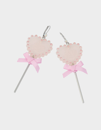 LOLLIPOP DROP EARRINGS LIGHT PINK Women's Valentine's Day Heart Rhinestone Drop Earrings | Betsey Johnson Customer Favorite