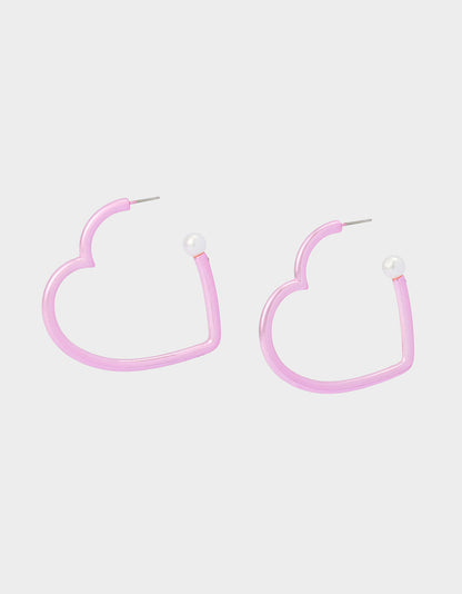 HEART HOOP EARRINGS PINK/WHITE Women's Valentine's Day Heart Hoop Earrings | Betsey Johnson Deals