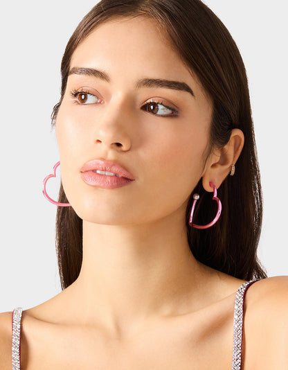 HEART HOOP EARRINGS PINK/WHITE Women's Valentine's Day Heart Hoop Earrings | Betsey Johnson Deals