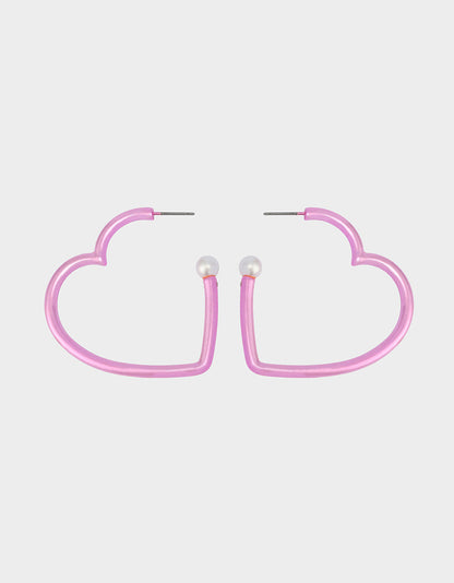 HEART HOOP EARRINGS PINK/WHITE Women's Valentine's Day Heart Hoop Earrings | Betsey Johnson Deals