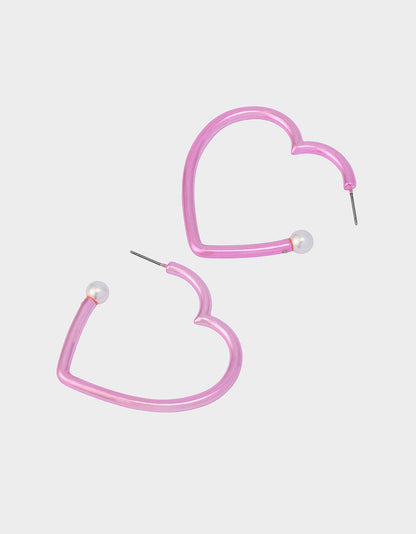 HEART HOOP EARRINGS PINK/WHITE Women's Valentine's Day Heart Hoop Earrings | Betsey Johnson Deals