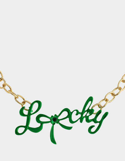 LUCKY FRONTAL NECKLACE GREEN Women's St. Patrick's Day Bib Necklace | Betsey Johnson Smart Buy