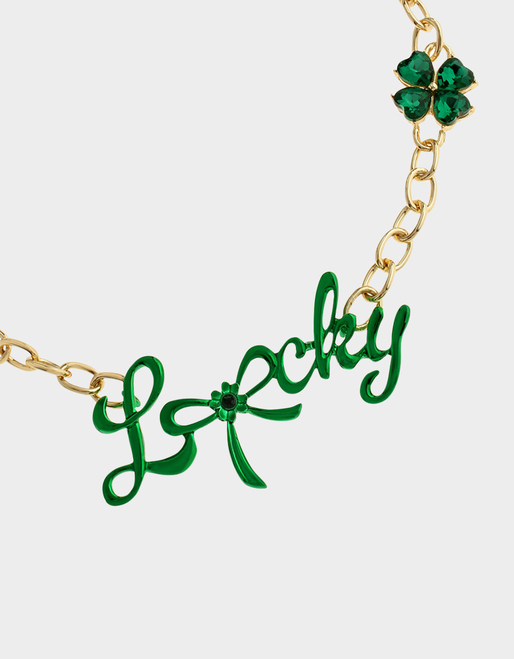 LUCKY FRONTAL NECKLACE GREEN Women's St. Patrick's Day Bib Necklace | Betsey Johnson Smart Buy