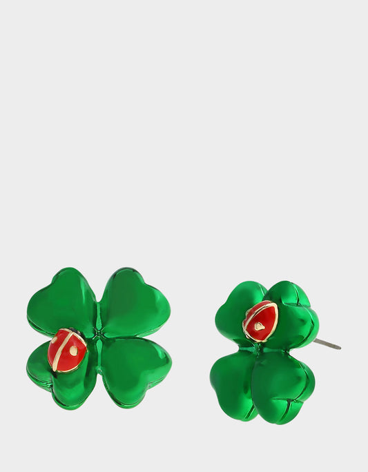 SHAMROCK LADYBUG STUD EARRINGS GREEN Women's St. Patrick's Day Shamrock Ladybug Earrings | Betsey Johnson Everyday
