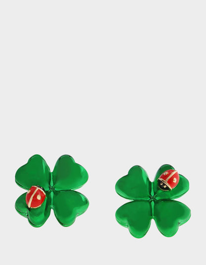 SHAMROCK LADYBUG STUD EARRINGS GREEN Women's St. Patrick's Day Shamrock Ladybug Earrings | Betsey Johnson Everyday