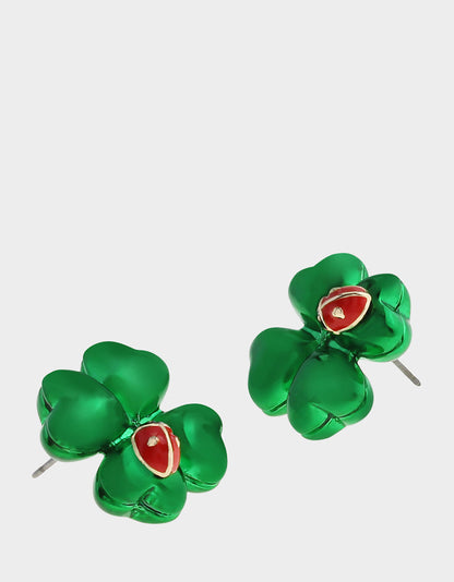 SHAMROCK LADYBUG STUD EARRINGS GREEN Women's St. Patrick's Day Shamrock Ladybug Earrings | Betsey Johnson Everyday