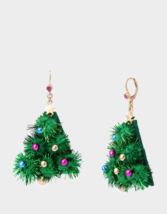 PLUSH TREE DROP EARRINGS FIR GREEN Women's Christmas-Themed Tree Drop Earrings | Betsey Johnson Recommended