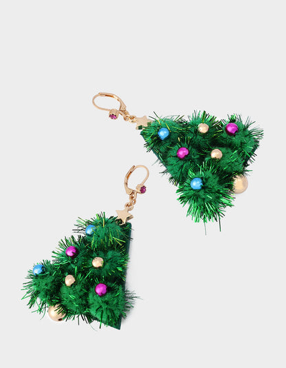 PLUSH TREE DROP EARRINGS FIR GREEN Women's Christmas-Themed Tree Drop Earrings | Betsey Johnson Recommended