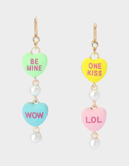 SWEETHEART LINEAR EARRINGS MULTI Women's Valentine's Day Candy Hearts Earrings | Betsey Johnson Value