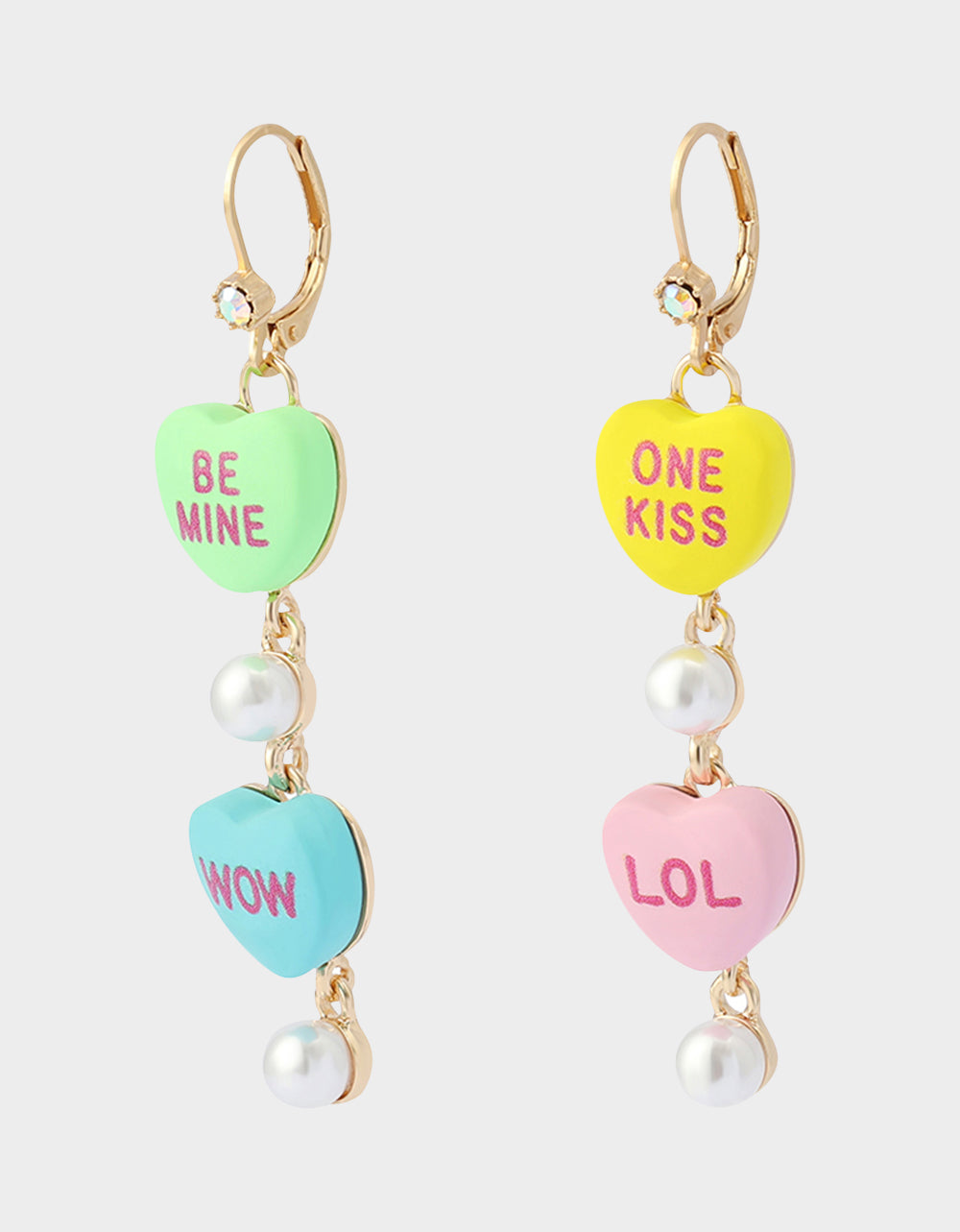 SWEETHEART LINEAR EARRINGS MULTI Women's Valentine's Day Candy Hearts Earrings | Betsey Johnson Value