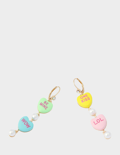SWEETHEART LINEAR EARRINGS MULTI Women's Valentine's Day Candy Hearts Earrings | Betsey Johnson Value