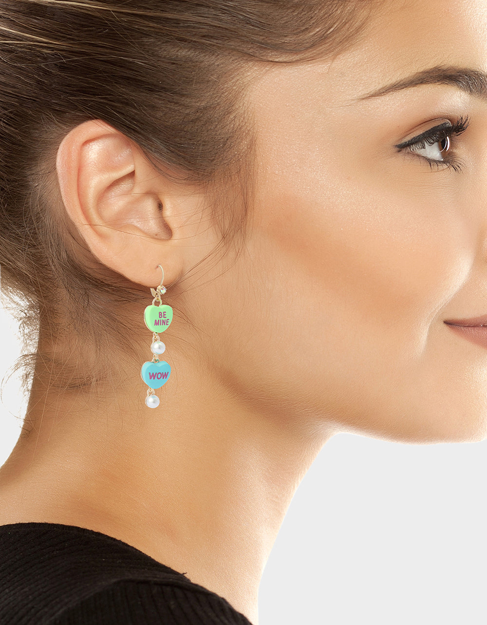 SWEETHEART LINEAR EARRINGS MULTI Women's Valentine's Day Candy Hearts Earrings | Betsey Johnson Value