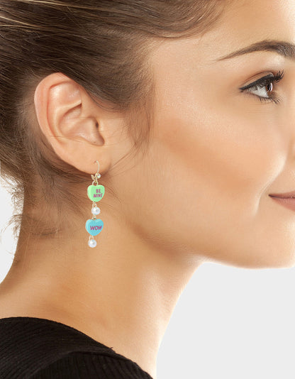 SWEETHEART LINEAR EARRINGS MULTI Women's Valentine's Day Candy Hearts Earrings | Betsey Johnson Value