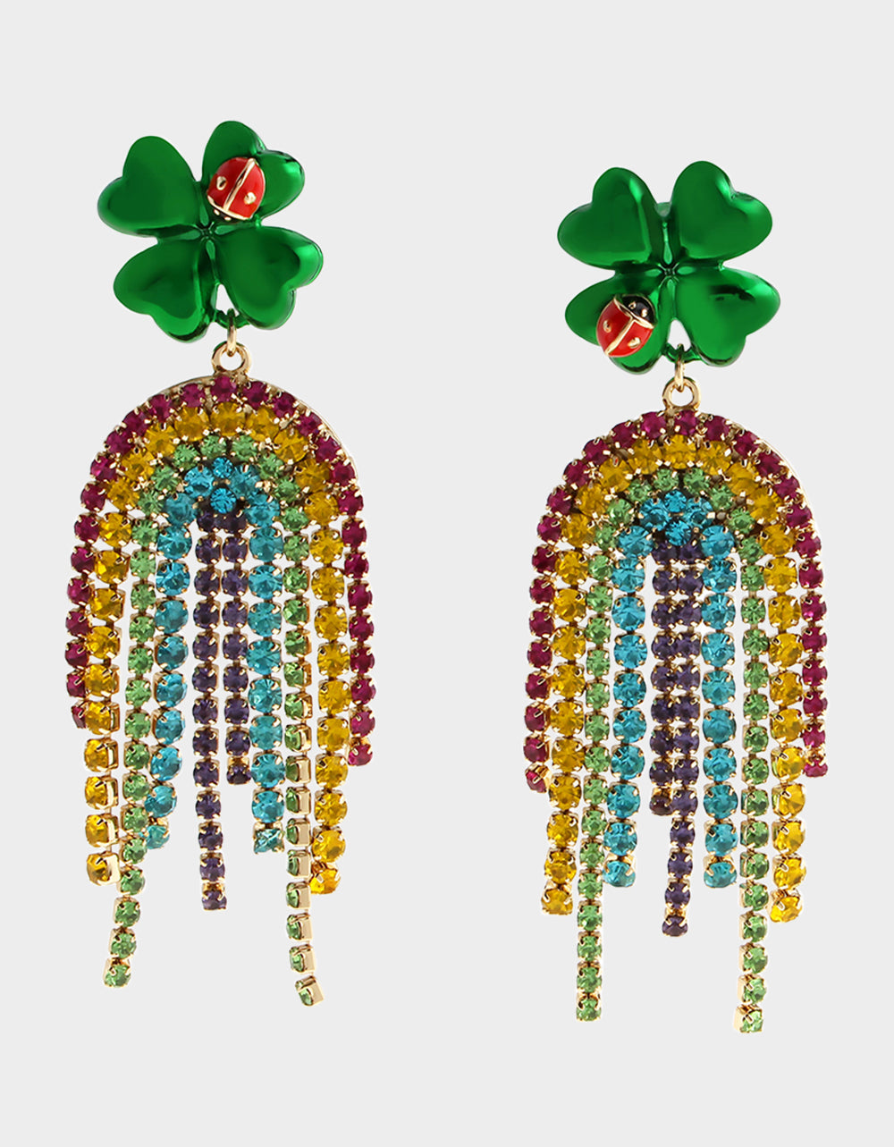 SHAMROCK RAINBOW CHANDELIER EARRINGS MULTI Women's St. Patrick's Day Shamrock Rainbow Earrings | Betsey Johnson Sale