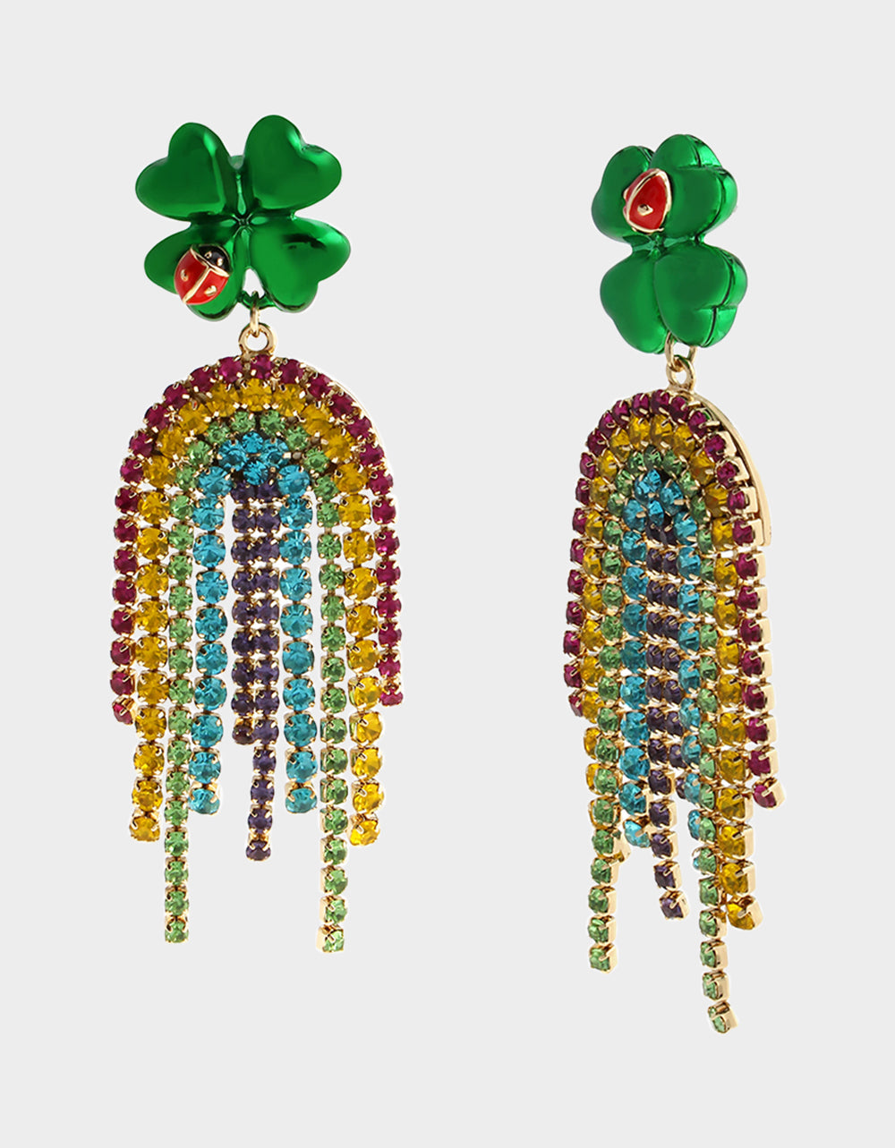 SHAMROCK RAINBOW CHANDELIER EARRINGS MULTI Women's St. Patrick's Day Shamrock Rainbow Earrings | Betsey Johnson Sale