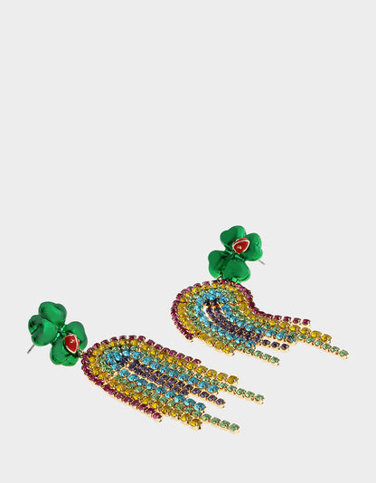 SHAMROCK RAINBOW CHANDELIER EARRINGS MULTI Women's St. Patrick's Day Shamrock Rainbow Earrings | Betsey Johnson Sale