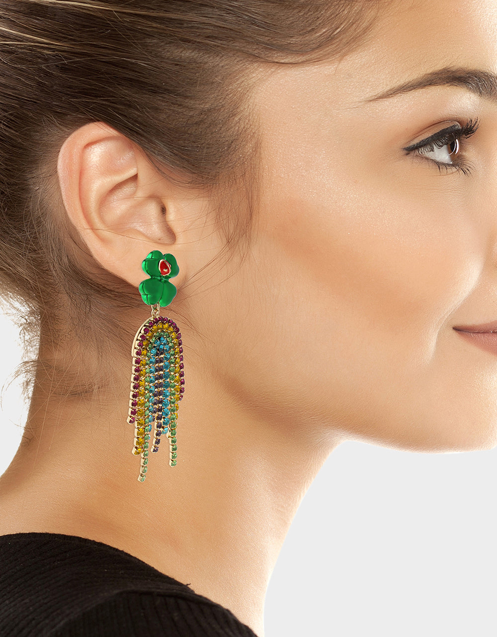 SHAMROCK RAINBOW CHANDELIER EARRINGS MULTI Women's St. Patrick's Day Shamrock Rainbow Earrings | Betsey Johnson Sale