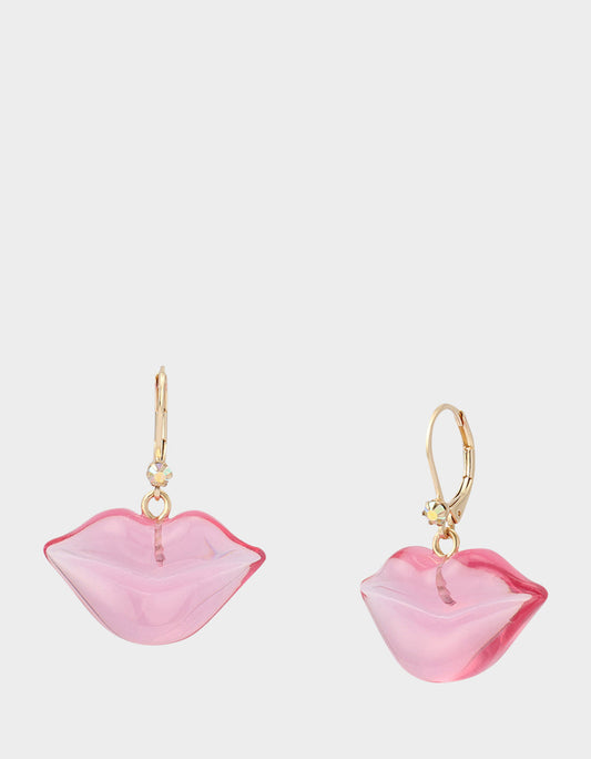 LIPS LEVER BACK EARRINGS PINK Women's Valentine's Day Drop Lips Earrings | Betsey Johnson Discount