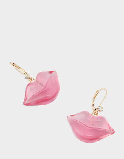 LIPS LEVER BACK EARRINGS PINK Women's Valentine's Day Drop Lips Earrings | Betsey Johnson Discount