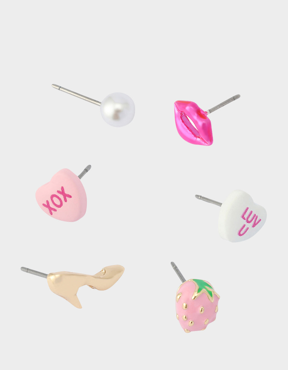 MISMATCH XOXO STUD SET PINK Women's Valentine's Day Stud Earrings | Betsey Johnson Classic