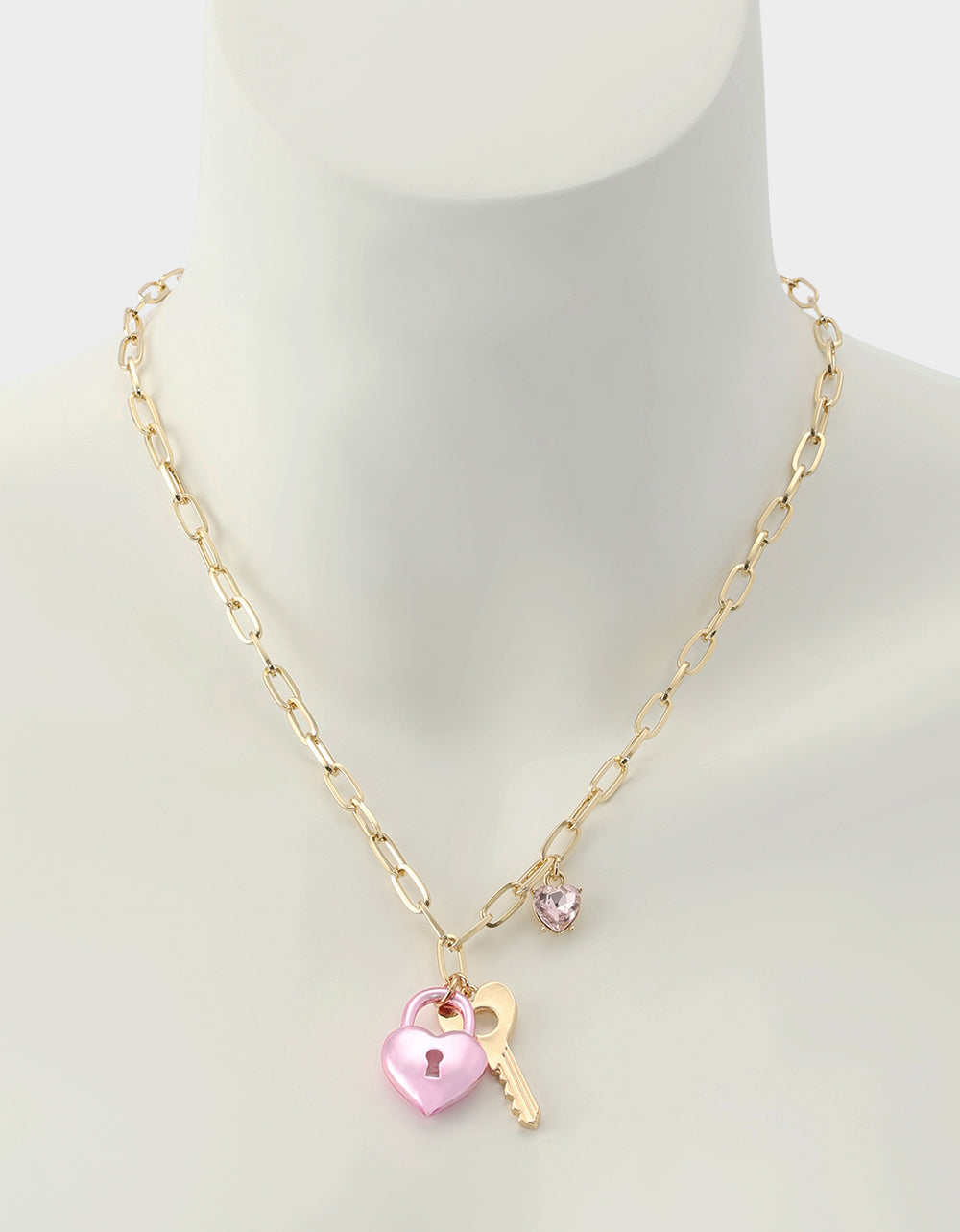 HEART LOCK SHORT PENDANT NECKLACE PINK Women's Valentine's Day Heart Pendant Necklace | Betsey Johnson Top Pick