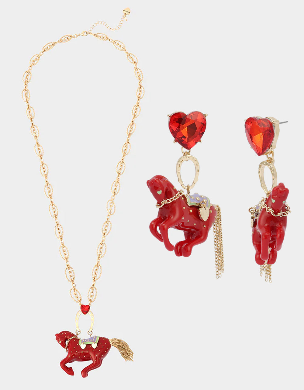 YEAR OF THE HORSE BUNDLE Chinese New Year Horse Necklace and Drop Earrings Set | Betsey Johnson Great Value