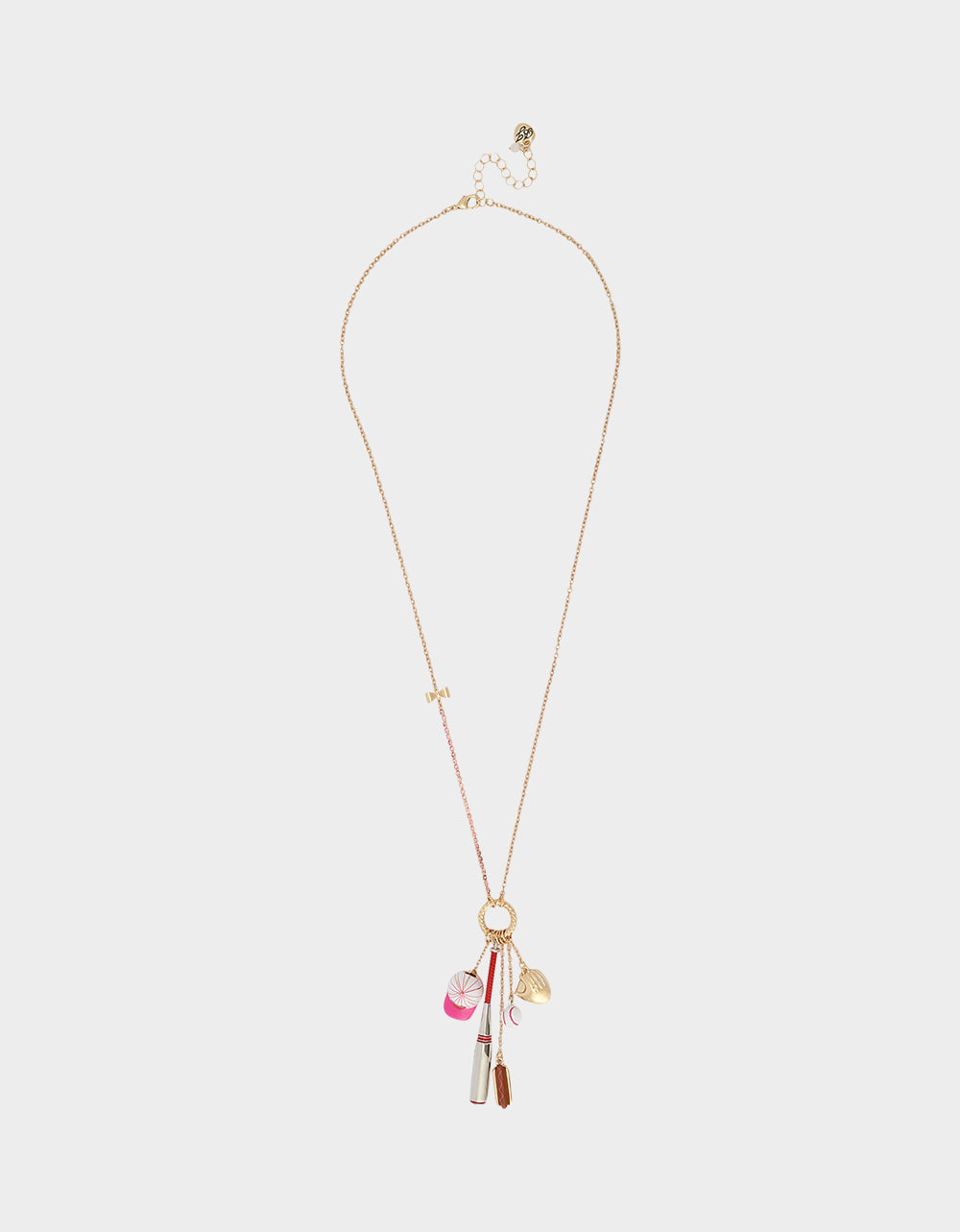 BASEBALL CHARM PENDANT NECKLACE PINK Sports-Themed Rhinestone Women's Necklace | Betsey Johnson Quality