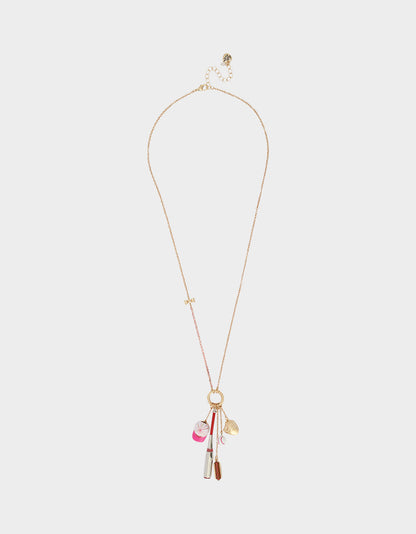 BASEBALL CHARM PENDANT NECKLACE PINK Sports-Themed Rhinestone Women's Necklace | Betsey Johnson Quality