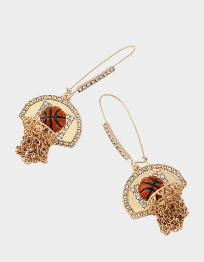 BASKETBALL HOOP SHEPPARD HOOK EARRINGS ORANGE Rhinestone Women's Drop Earrings | Betsey Johnson Great Value