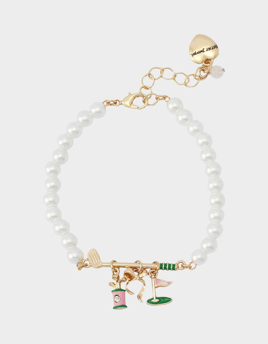 GOLF FLEX BRACELET GREEN Sports-Themed Pearl Charm Women's Bracelet | Betsey Johnson Latest