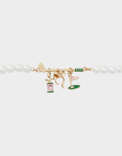 GOLF FLEX BRACELET GREEN Sports-Themed Pearl Charm Women's Bracelet | Betsey Johnson Latest