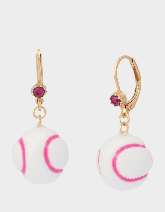 BASEBALL LEVER BACK EARRINGS WHITE Sports-Themed Women's Earrings | Betsey Johnson Smart Buy