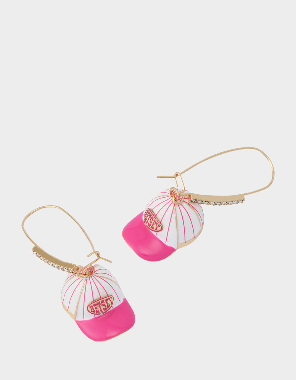 BASEBALL HAT SHEPPARD HOOK EARRINGS PINK Sport's-Themed Women's Earrings | Betsey Johnson Recommended
