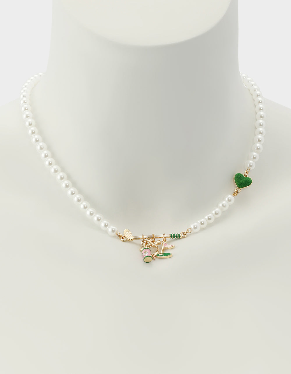 GOLF FRONTAL NECKLACE GREEN Women's Sports-Themed Golf Pearl Necklace | Betsey Johnson Hot Sale