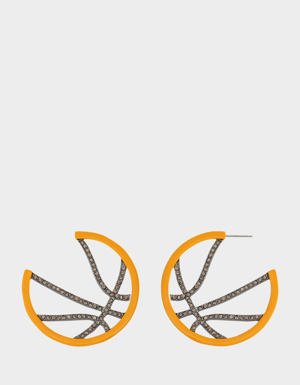 BASKETBALL HOOP EARRINGS ORANGE Sports-Themed Rhinestone Women's Earrings | Betsey Johnson Quality